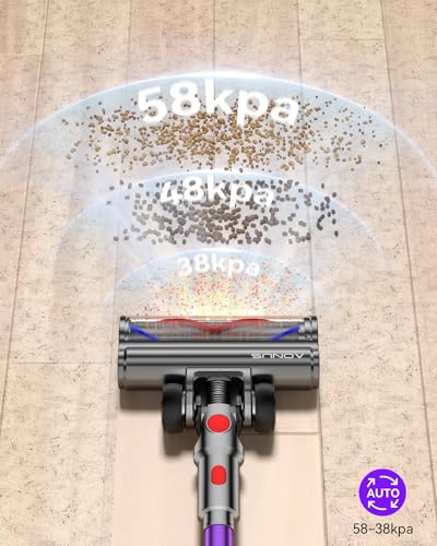 Zyvac Kabelloser Staubsauger 600W 58kPa – 75 Min Laufzeit, Doppelter 1,8L Staubbehälter, Leistungsstarker Akku-Staubsauger, Ideal für Tierhaare