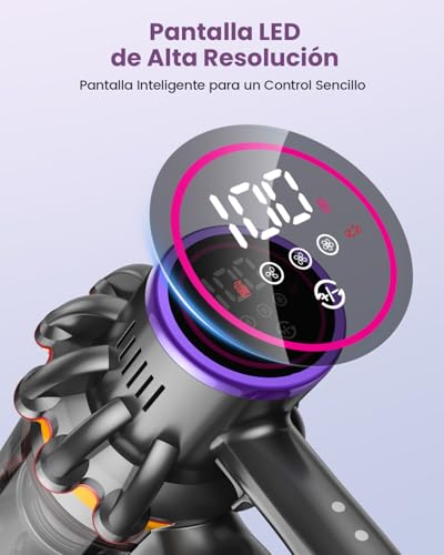 Zyvac Kabelloser Staubsauger 580W 45kPa – 70 Min Laufzeit, 1,8L Staubbehälter, Anti-Verhedderungs-Bürste, Touchdisplay, Wandladung, 6-in-1, Ideal für Haustiere