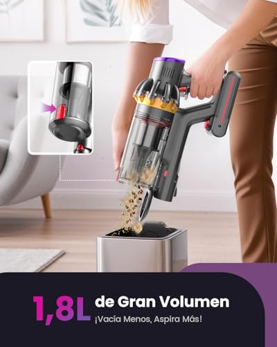 Zyvac Kabelloser Staubsauger 580W 45kPa – 70 Min Laufzeit, 1,8L Staubbehälter, Anti-Verhedderungs-Bürste, Touchdisplay, Wandladung, 6-in-1, Ideal für Haustiere