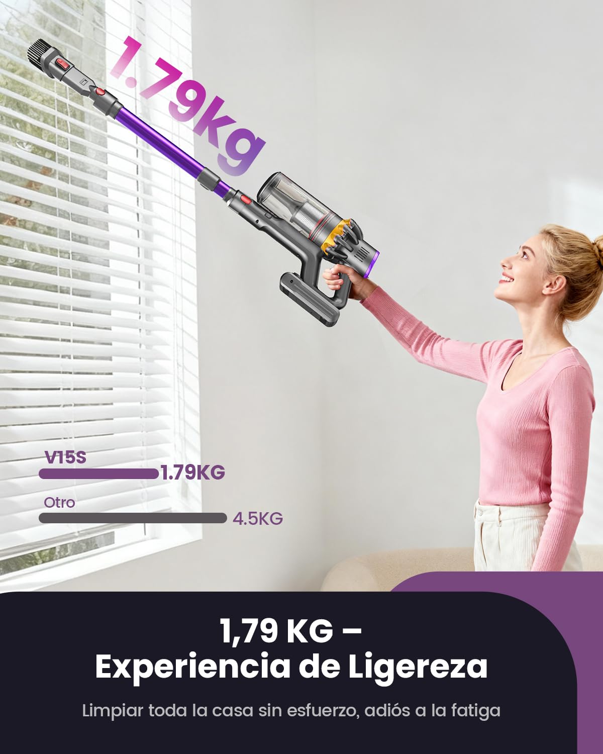 Zyvac Kabelloser Staubsauger 580W 45kPa – 70 Min Laufzeit, 1,8L Staubbehälter, Anti-Verhedderungs-Bürste, Touchdisplay, Wandladung, 6-in-1, Ideal für Haustiere