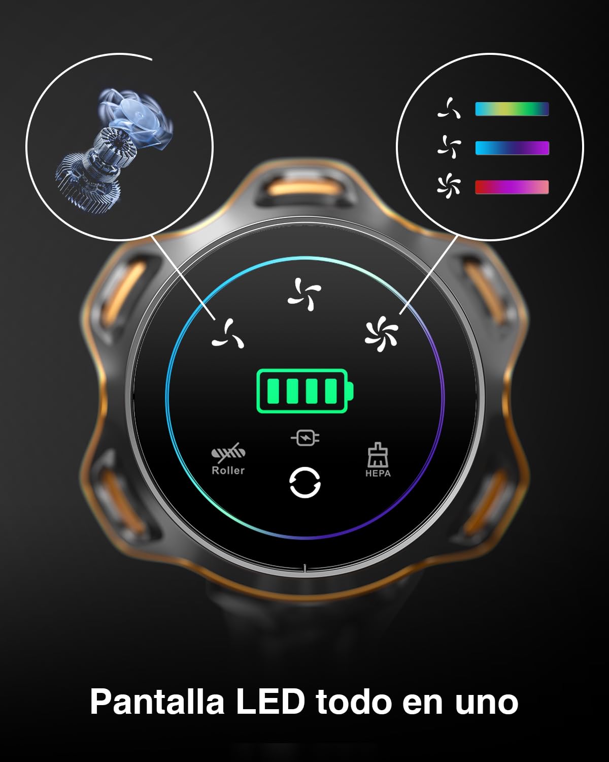 Zyvac Kabelloser Staubsauger 580W 48kPa – 65 Min Laufzeit, 1,6L Staubbehälter, LED-Touchdisplay, 8-stufige Filtration, Selbststehend, Ideal für Haustiere