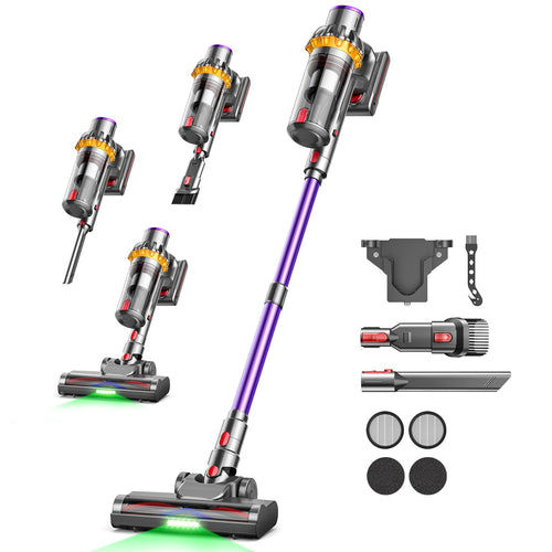 Zyvac Kabelloser Staubsauger 580W 45kPa – 70 Min Laufzeit, 1,8L Staubbehälter, Anti-Verhedderungs-Bürste, Touchdisplay, Wandladung, 6-in-1, Ideal für Haustiere