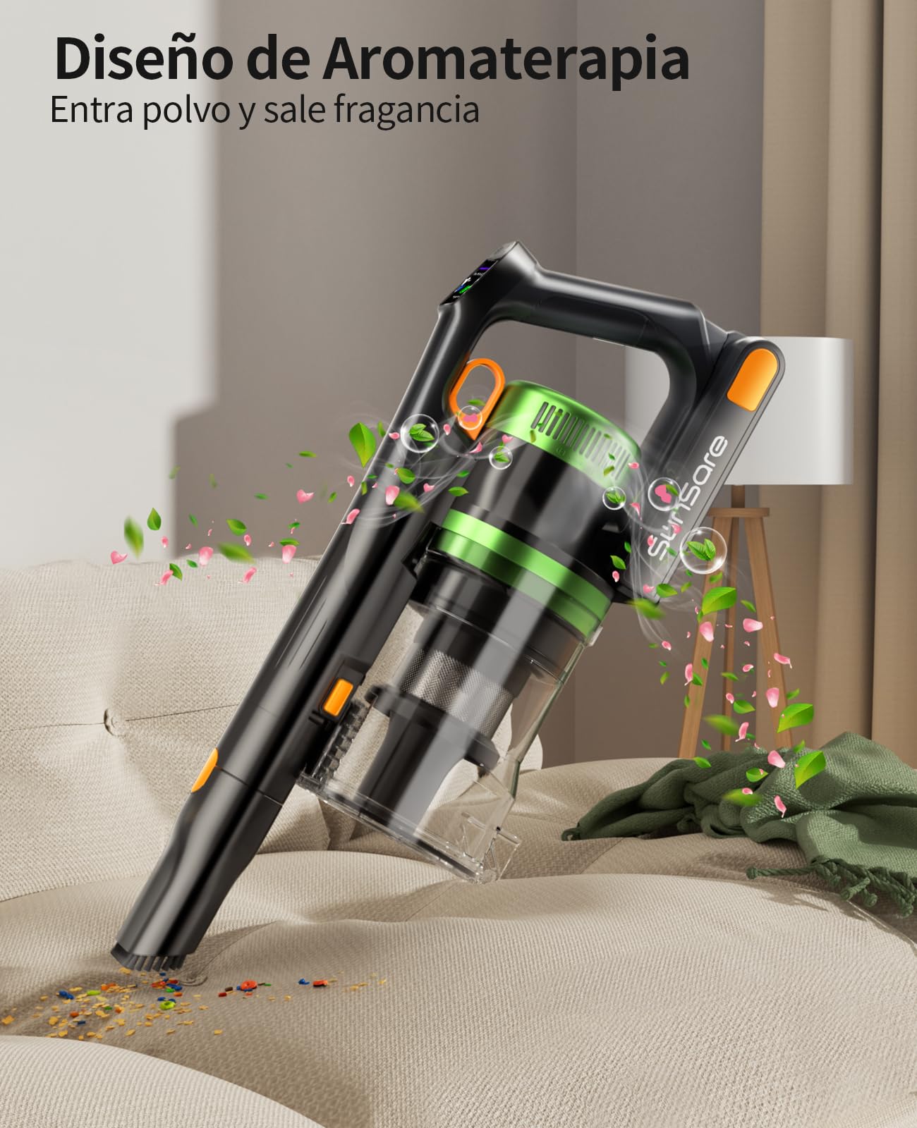 Zyvac Kabelloser Staubsauger 600W 50kPa – 65 Min Eco-Laufzeit, 1,8L Staubbehälter, LED-Display, Anti-Verhedderungs-Bürste, Für Böden Teppiche Auto