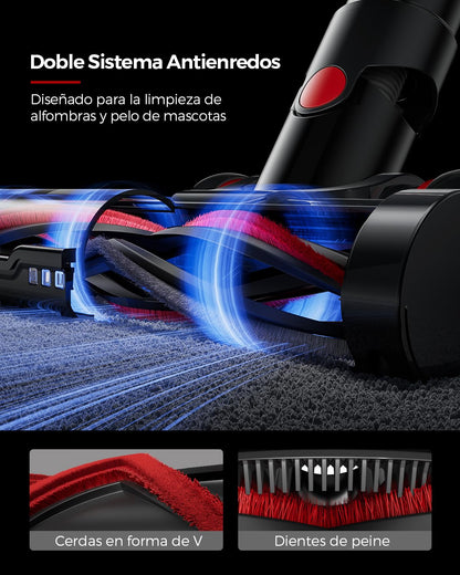 Zyvac Kabelloser Staubsauger 550W 48000Pa – 70 Min Laufzeit, 1,6L Staubbehälter, 8-Stufen-Filtersystem, Anti-Verhedderung, Akku Staubsauger Rot