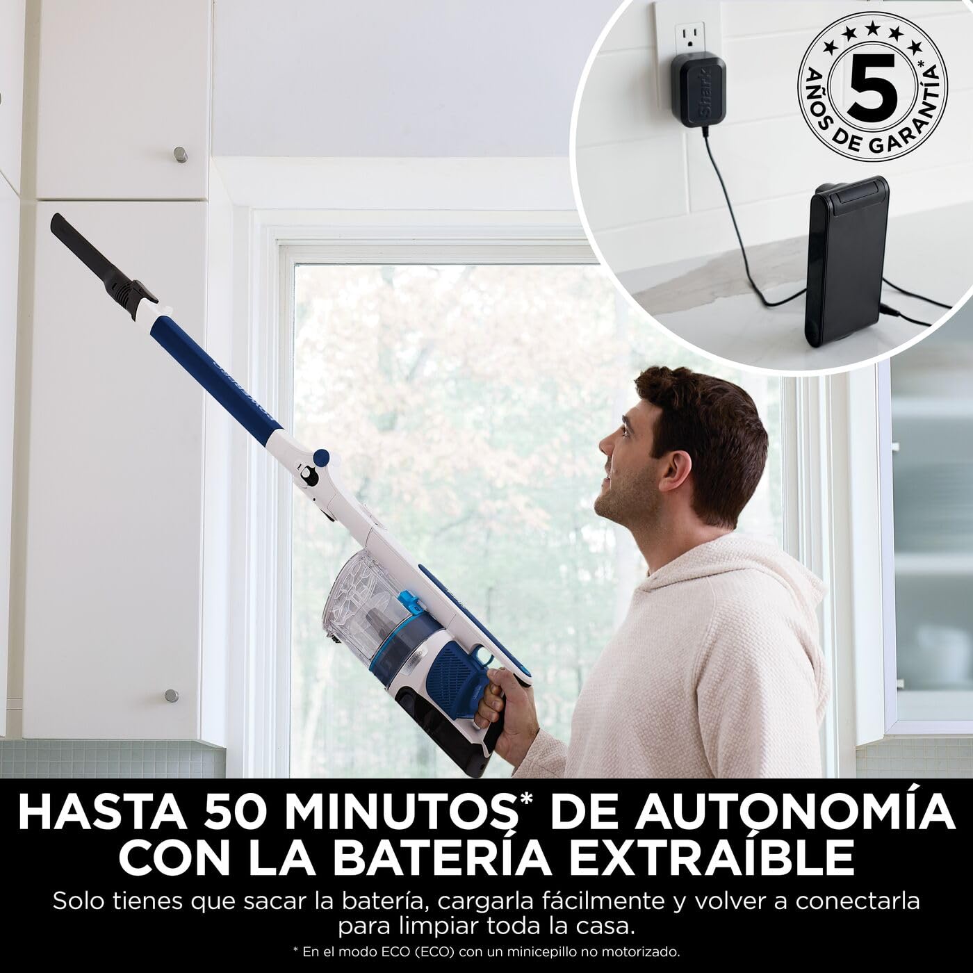 Zyvac Kabelloser Akku-Staubsauger – 50 Min Laufzeit, FloorDetect Technologie, Anti-Verhedderungs-Bürste, Antiallergen-System, XL-Behälter, Handfunktion, Leicht, Blau