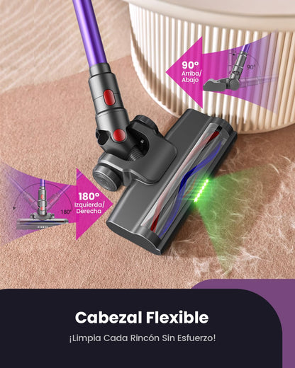 Zyvac Kabelloser Staubsauger 580W 45kPa – 70 Min Laufzeit, 1,8L Staubbehälter, Anti-Verhedderungs-Bürste, Touchdisplay, Wandladung, 6-in-1, Ideal für Haustiere