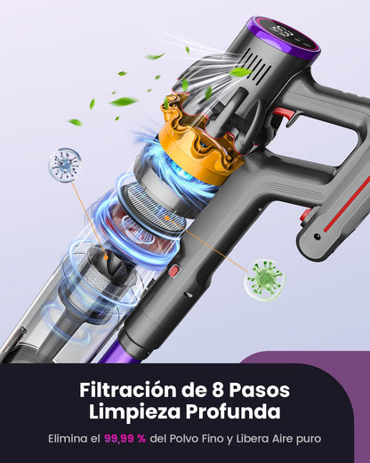Zyvac Kabelloser Staubsauger 580W 45kPa – 70 Min Laufzeit, 1,8L Staubbehälter, Anti-Verhedderungs-Bürste, Touchdisplay, Wandladung, 6-in-1, Ideal für Haustiere