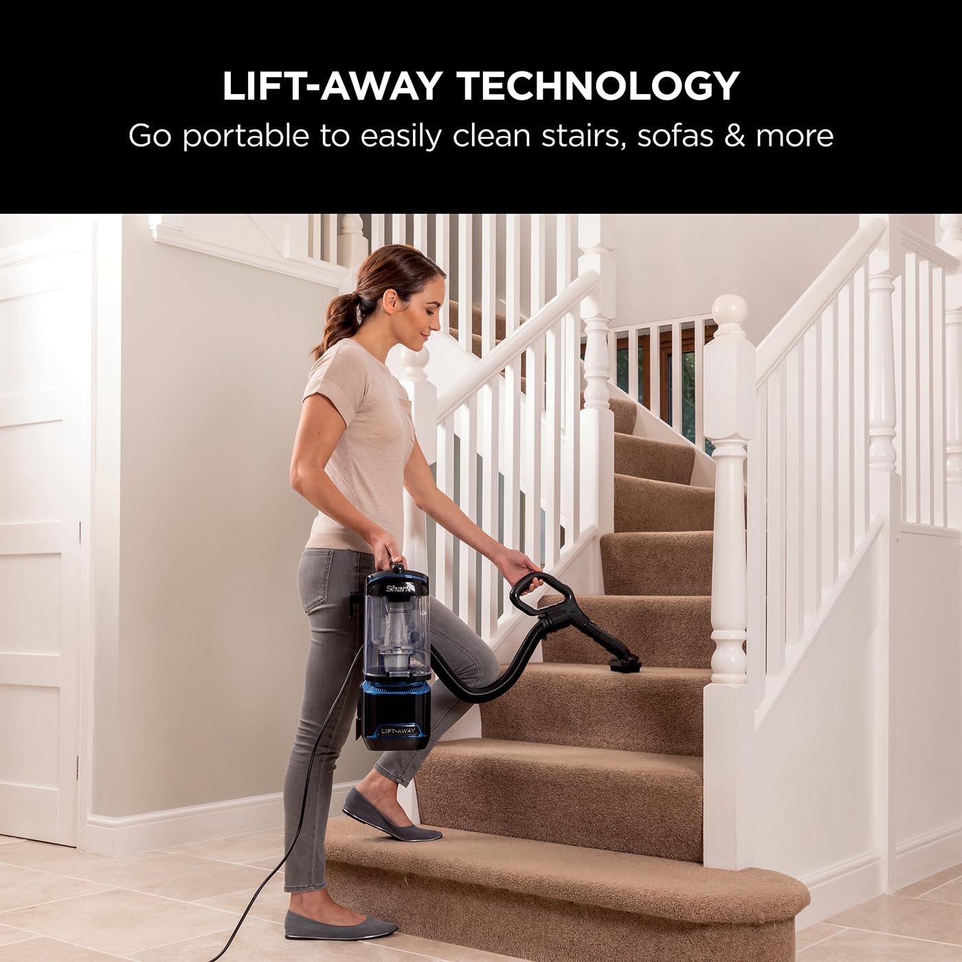 Zyvac Kabelgebundener Vertikalstaubsauger 750W – Lift-Away Funktion, LED-Bodendüse, Antiallergen-System, 8 m Kabel, 1,1 L Behälter, Blau/Schwarz