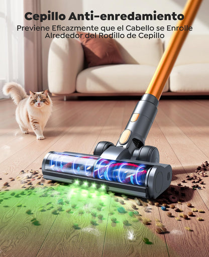 Zyvac Kabelloser Staubsauger 600W 50kPa – 65 Min Eco-Laufzeit, 1 m Flexschlauch, Anti-Verhedderungs-Bürste mit LED-Licht, Wandladung, Ideal für Haustiere & Auto